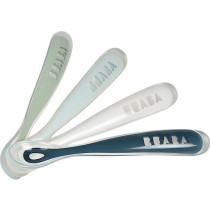 Cuilleres en silicone pour bébé BEABA - Lot de 4 - Souple et ergonom
