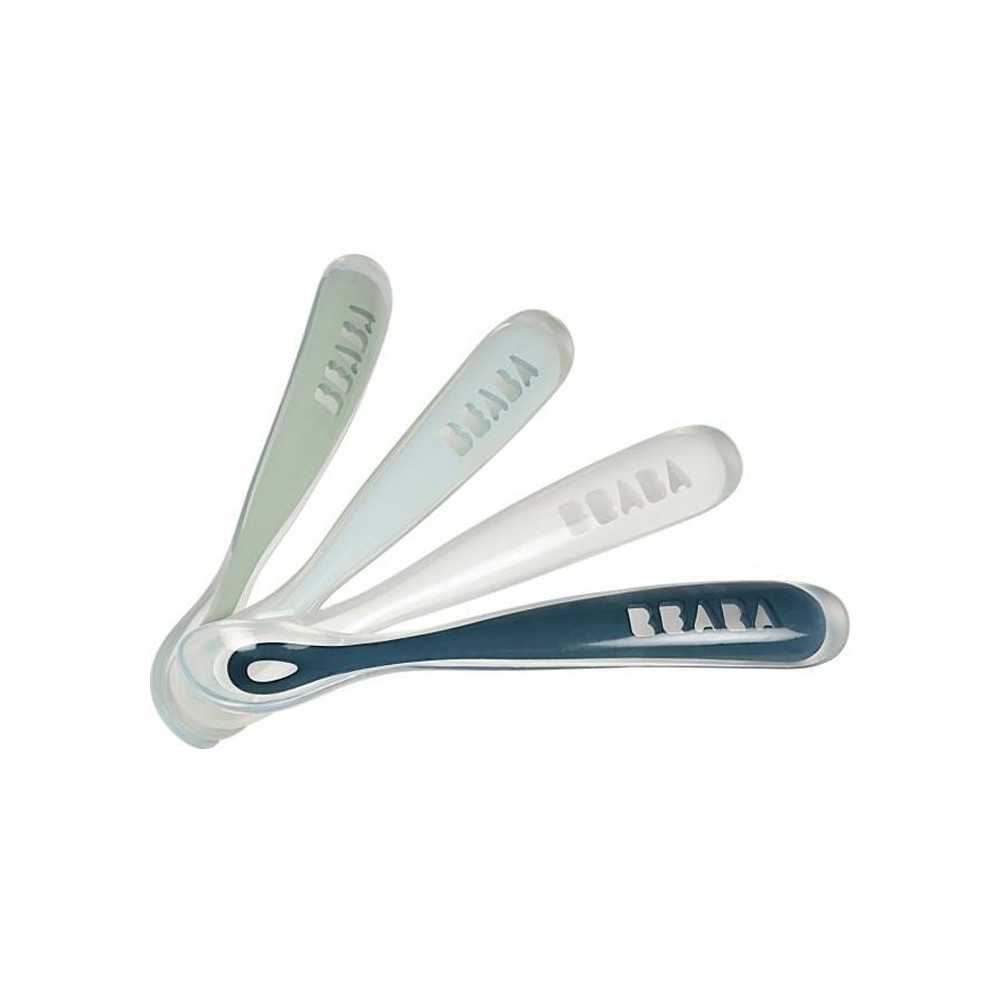 Cuilleres en silicone pour bébé BEABA - Lot de 4 - Souple et ergonom