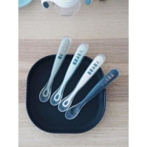 Cuilleres en silicone pour bébé BEABA - Lot de 4 - Souple et ergonom