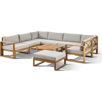 Salon de jardin d'angle modulable - Bois d'acacia - 9 personnes - LEVA