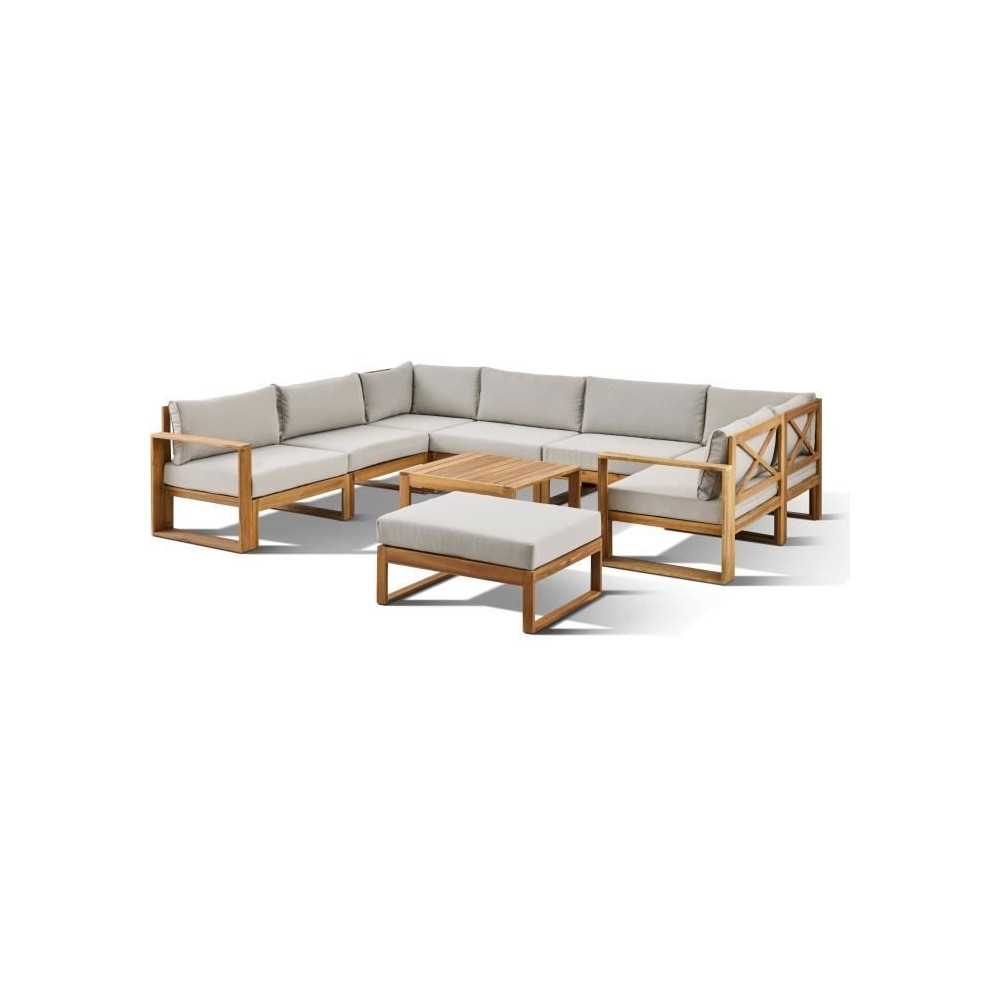 Salon de jardin d'angle modulable - Bois d'acacia - 9 personnes - LEVA