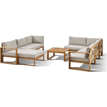 Salon de jardin d'angle modulable - Bois d'acacia - 9 personnes - LEVA