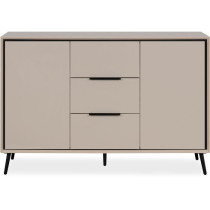 Buffet - ARONA 01B - Beige / Noir - 2 portes, 3 tiroirs - 135 x 90 x 3