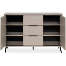 Buffet - ARONA 01B - Beige / Noir - 2 portes, 3 tiroirs - 135 x 90 x 3
