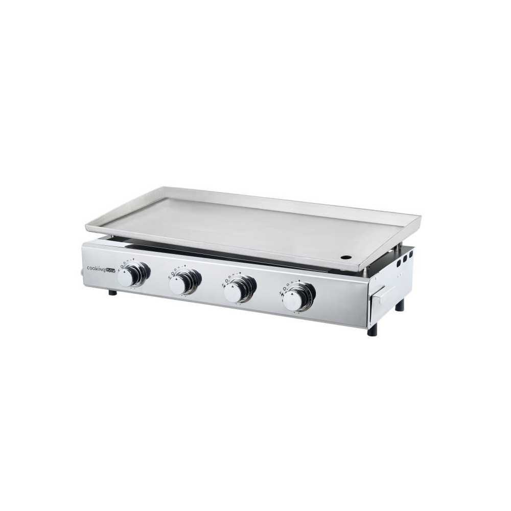 Plancha a gaz - 4 feux - BRASILIA - Tout inox - Surface cuisson - XXL