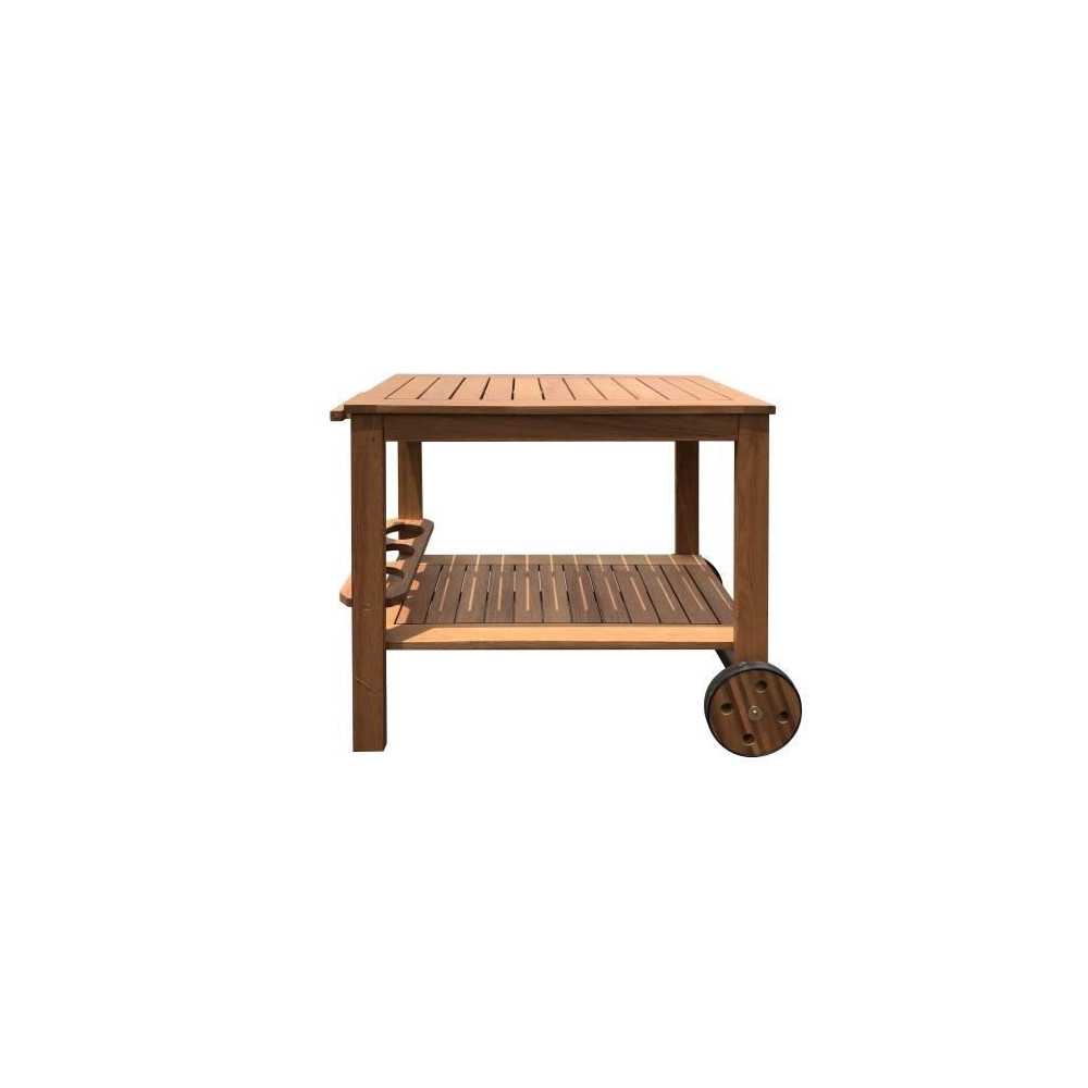 Desserte de jardin a roulettes en bois d'eucalyptus FSC - 93 x 49 x 74