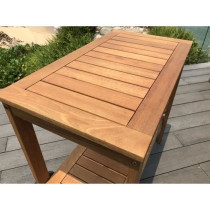 Desserte de jardin a roulettes en bois d'eucalyptus FSC - 93 x 49 x 74