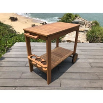 Desserte de jardin a roulettes en bois d'eucalyptus FSC - 93 x 49 x 74