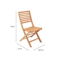 Lot de 2 chaises de jardin pliantes en Acacia FSC - 57 x 46,5 x 90 cm