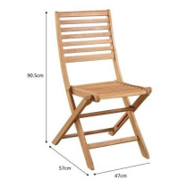 Lot de 4 chaises de jardin pliantes en Acacia FSC - 47 x 57,5 x H.89,5