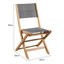 Lot de 4 chaises de jardin en bois d'acacia FSC et assise textilene -
