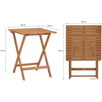 Set bistrot en bois d'acacia FSC - Composé d'une table carrée et de