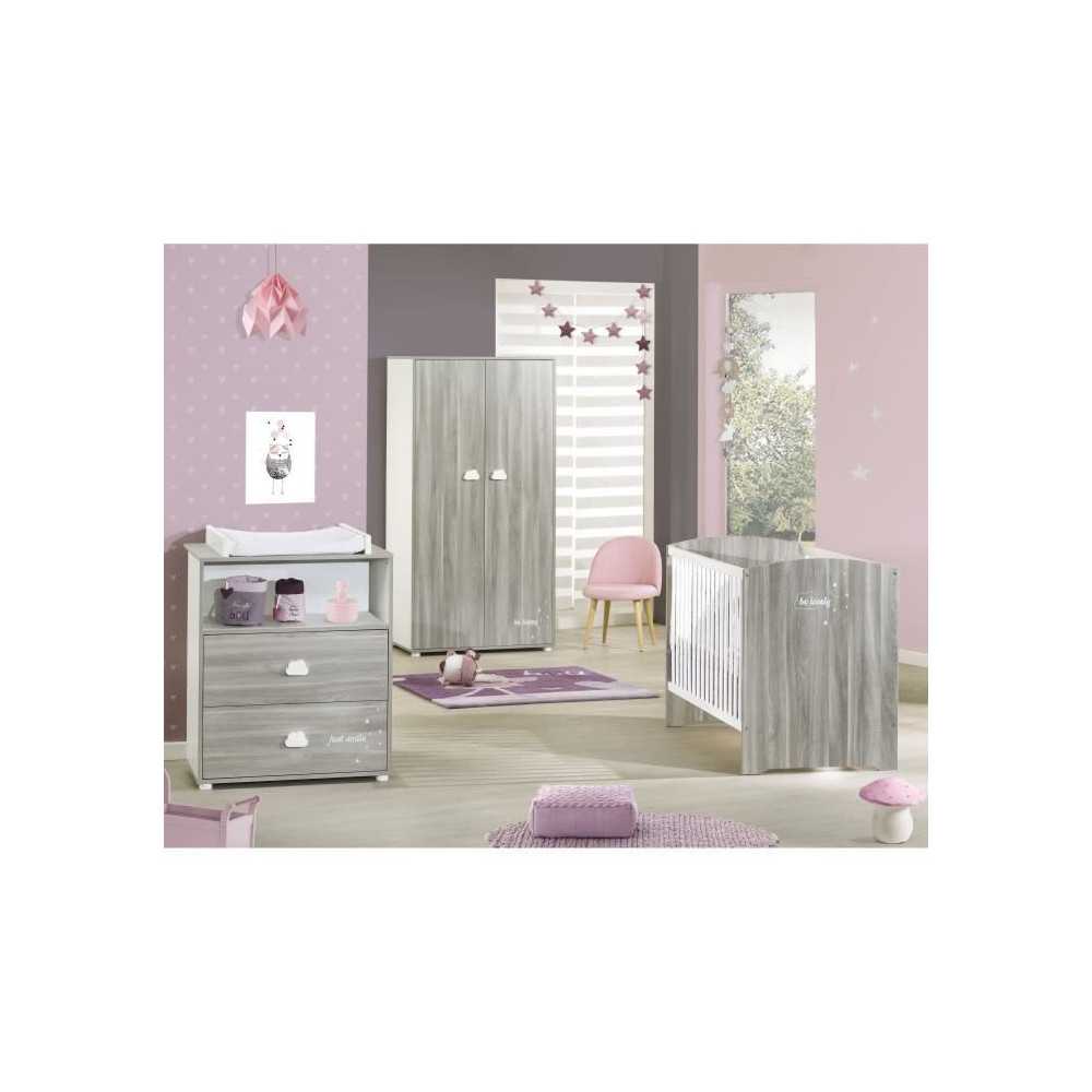 Chambre bébé complete - Lit 120x60, commode a langer et armoire - BA