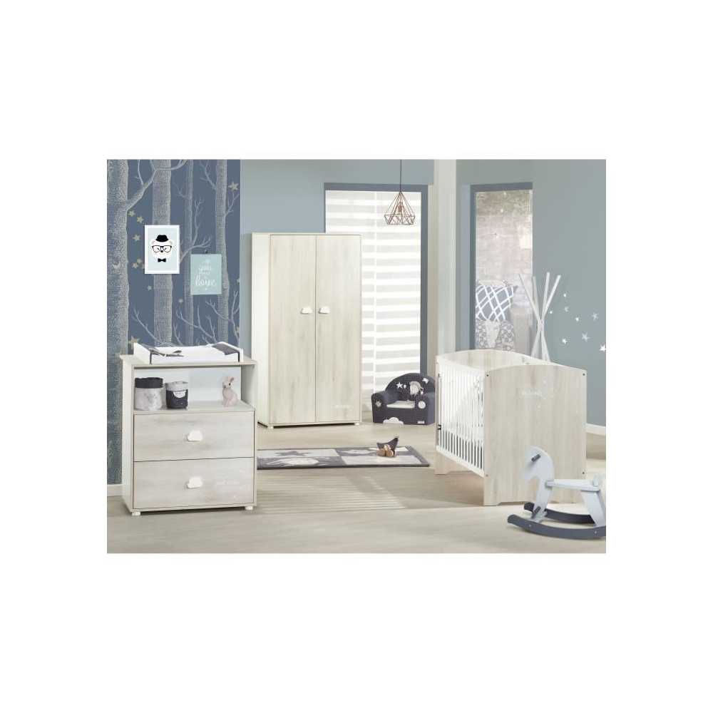 Chambre bébé complete - Lit 120x60, commode a langer et armoire - BA