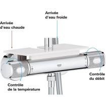 GROHE Colonne de douche mitigeur thermostatique Vitalio Joy 260, tête