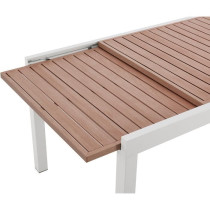 Table de jardin extensible - Rectangulaire - Aspect bois - Aluminium -