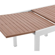 Table de jardin extensible - Rectangulaire - Aspect bois - Aluminium -