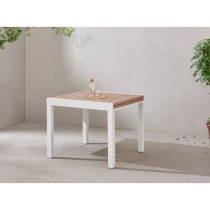 Table de jardin extensible - Rectangulaire - Aspect bois - Aluminium -