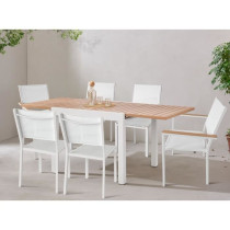 Table de jardin extensible - Rectangulaire - Aspect bois - Aluminium -