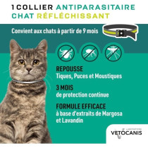 VETOCANIS Collier antiparasitaire réfléchissant chat - Protection 3