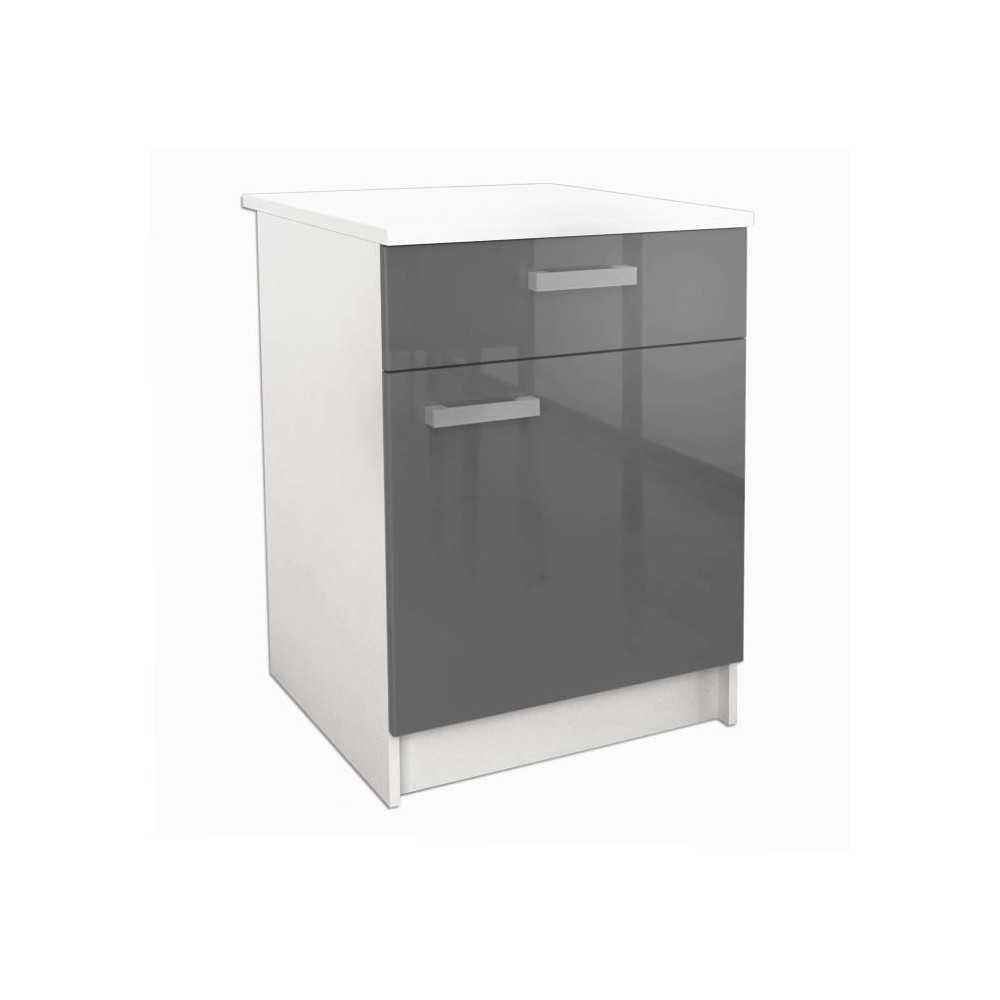 START Meuble bas de cuisine L 60 cm avec plan de travail inclus - Gris