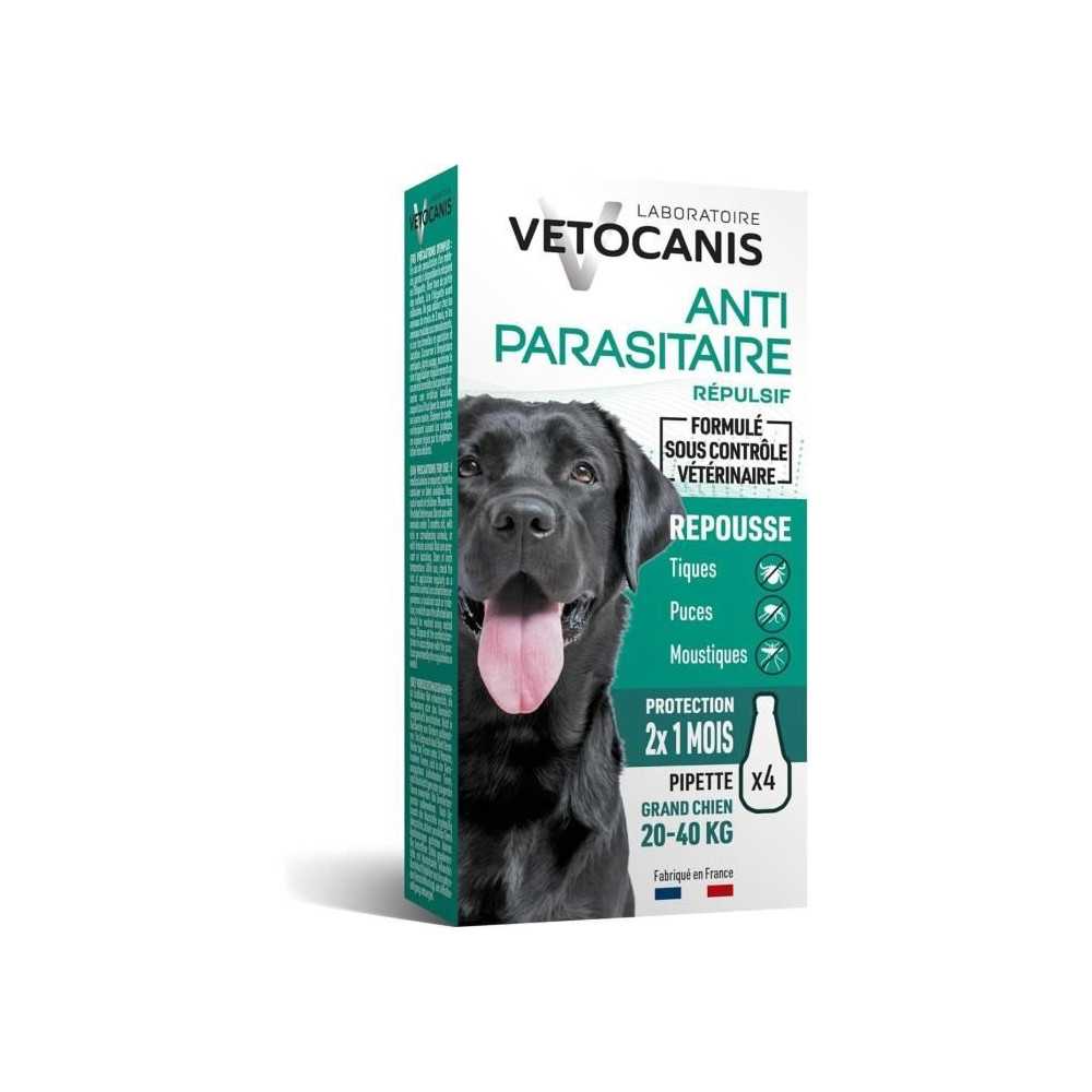 VETOCANIS 4 Pipettes anti-puces et anti-tiques - Pour grand chien 20-4