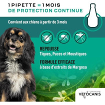 VETOCANIS 2 Pipettes anti-puces et anti-tiques - Pour petit chien 2-10