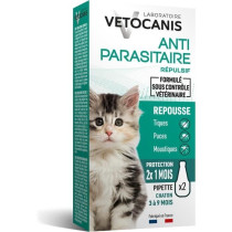 VETOCANIS Pipettes Anti Puces, Tiques, Moustiques, pour Chat - 2 pipet