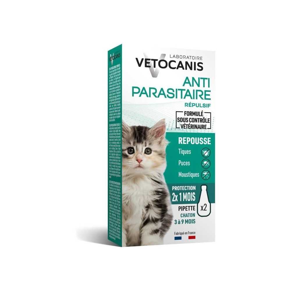 VETOCANIS Pipettes Anti Puces, Tiques, Moustiques, pour Chat - 2 pipet