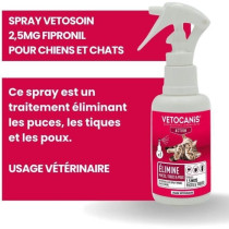VETOCANIS Spray antiparasitaire, anti-puces et anti-tiques - 100 ml -