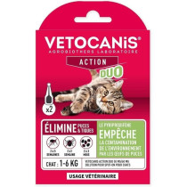 VETOCANIS Pipettes Anti-puces et anti-tiques Duo - 2 pipettes pour 5 s