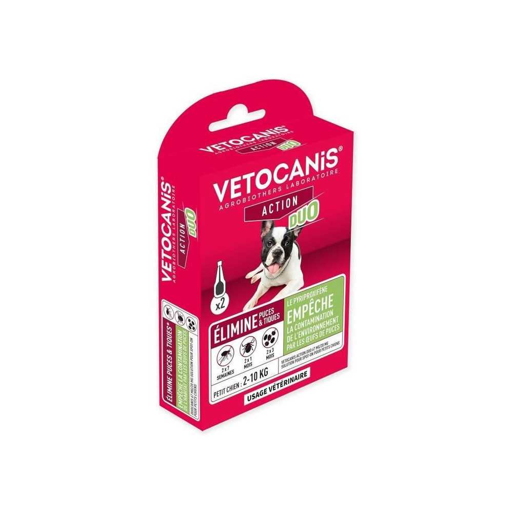VETOCANIS Duo Spot on, Anti-puces et Anti-tiques pour petit chien, 2 p