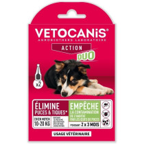 VETOCANIS Anti-puces et anti-tiques Duo Spot on - 2 pipettes - Efficac