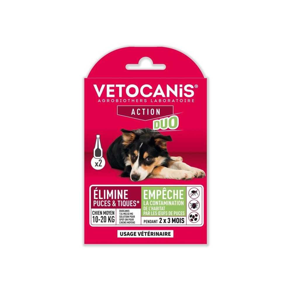 VETOCANIS Anti-puces et anti-tiques Duo Spot on - 2 pipettes - Efficac