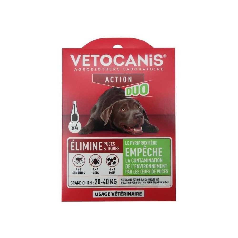 Pipettes - VETOCANIS - x4 Pipettes Anti-puces et tiques Duo 268mg/80mg
