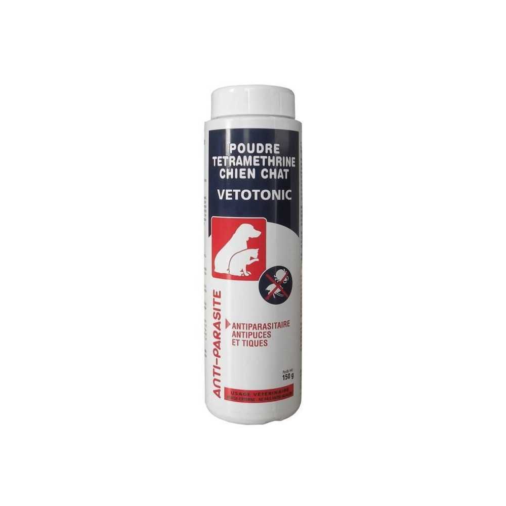 Poudre Anti-puces et tiques tétraméthrine - VETOCANIS - Pour Chien e