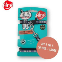 Kit collier & Laisse - AIMÉ - Reflechissant Violet pour Chat