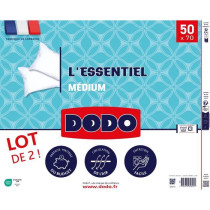 DODO Lot de 2 Oreillers Médium - L'ESSENTIEL - 50x70 cm - 100% Polyes