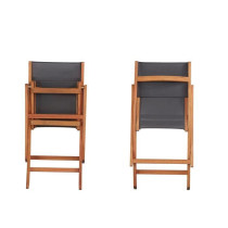 Lot de 2 chaises de jardin en bois d'acacia FSC et assise textilene -