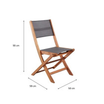 Lot de 2 chaises de jardin en bois d'acacia FSC et assise textilene -