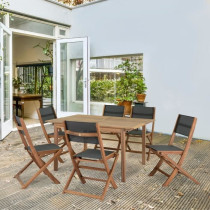 Lot de 2 chaises de jardin en bois d'acacia FSC et assise textilene -