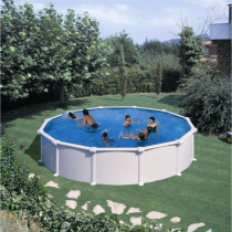 GRE - Kit Piscine hors sol acier ronde blanche Ø370 x 132 cm (Livrée