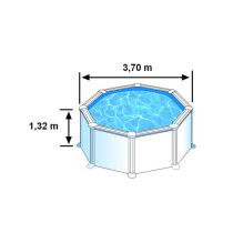 GRE - Kit Piscine hors sol acier ronde blanche Ø370 x 132 cm (Livrée