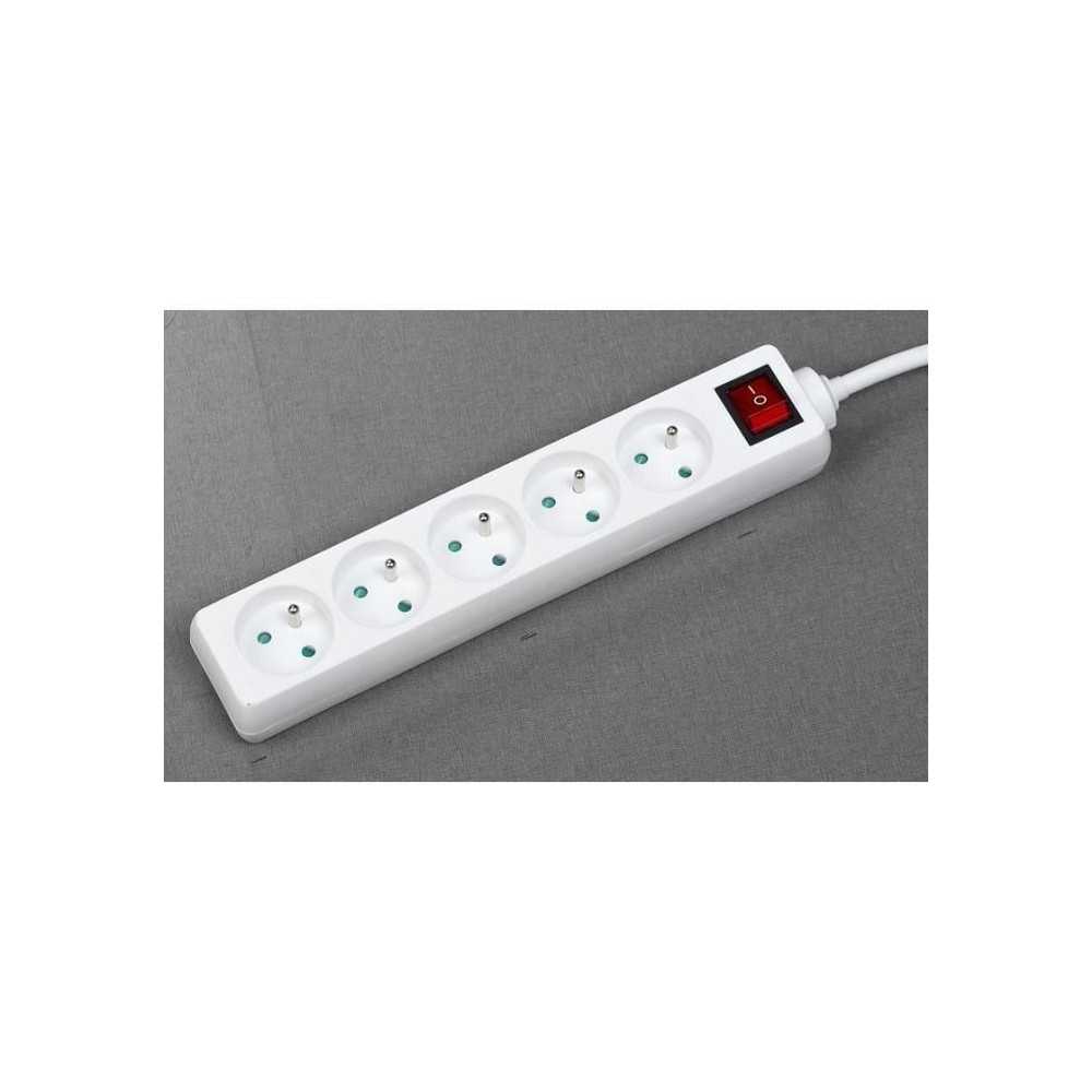 Bloc ménager - GAO - 5 prises - Avec interrupteur, câble 1,4m, prote