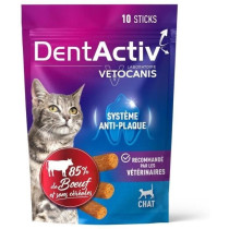 DentActiv - 10 Bâtonnets - VETOCANIS - Hygiene Bucco-Dentaire au Boeu