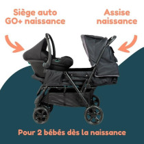 Poussette Double BAMBISOL - Toute équipée - Habillage pluie inclus -