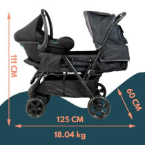 Poussette Double BAMBISOL - Toute équipée - Habillage pluie inclus -