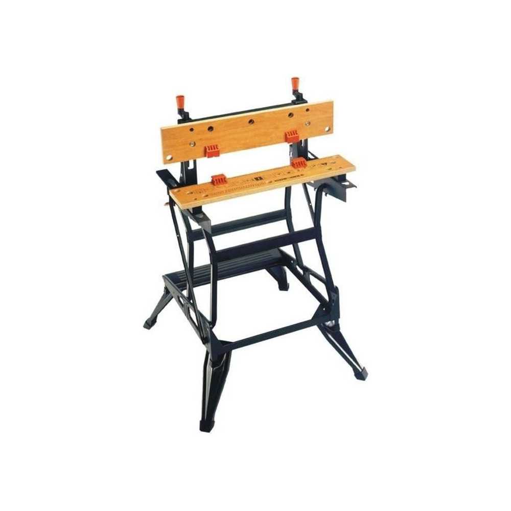 Etabli-Etau Pliable BLACK+DECKER WM550-XJ - 2 Mâchoires en Bambou - C
