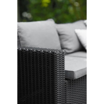 Salon de jardin en résine imitation rotin tressé - Gris graphite - A