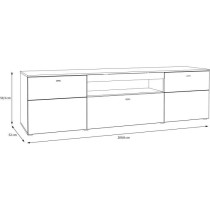 Meuble TV - COMO - 2 portes - Gris / Chene - 209,8 x 52 x 59,3 cm